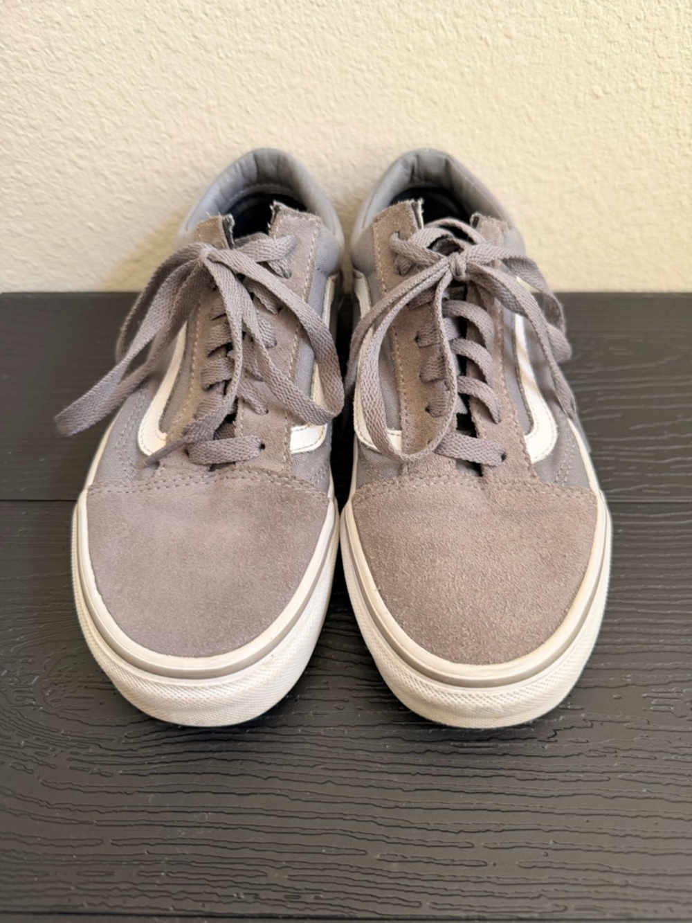 Vans Women's Gray Suede Old Skool Sneakers with White Stripe